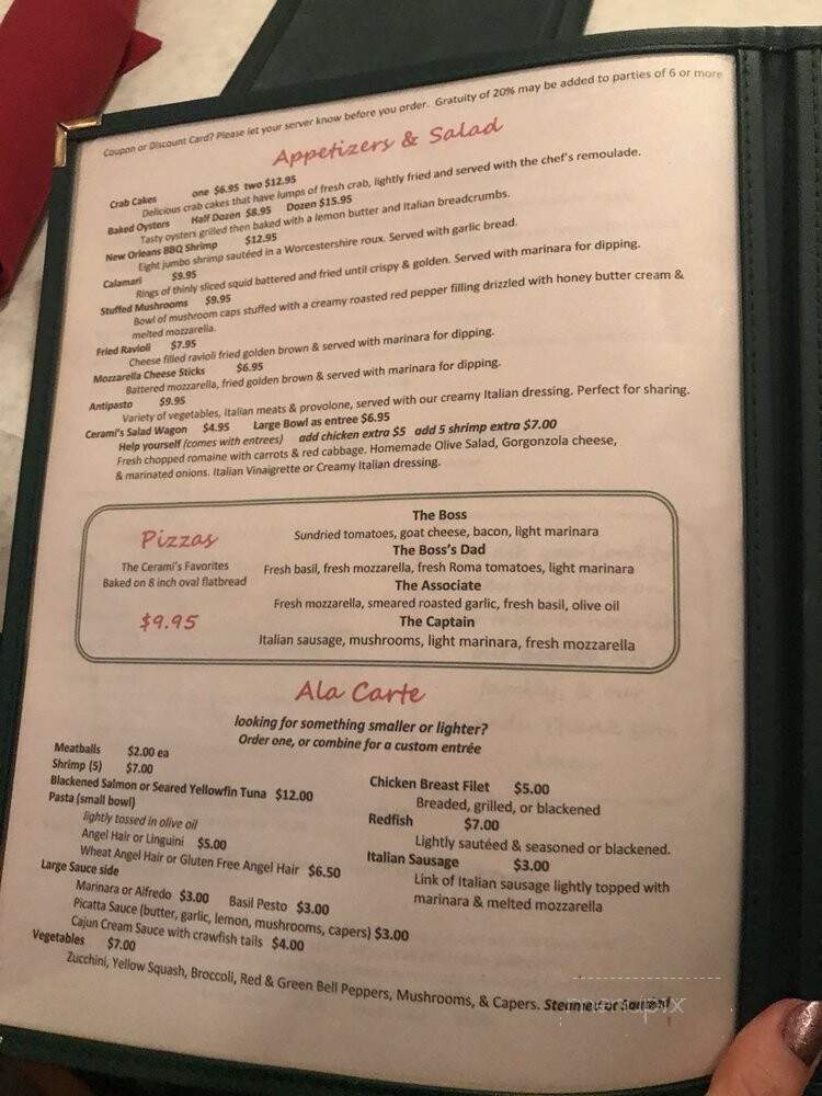Cerami's Trattoria Caffe - Flowood, MS menu_pic