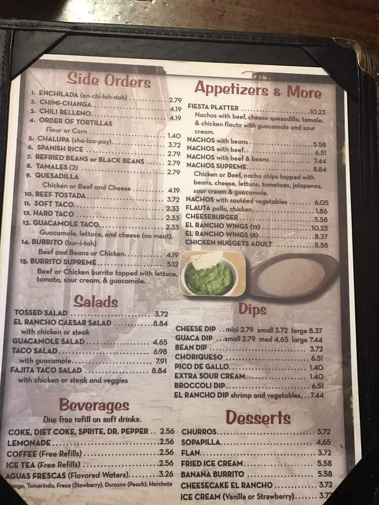 El Rancho - Biloxi, MS menu_pic