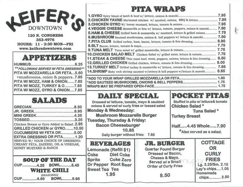 Keifer's - Jackson, MS menu_pic