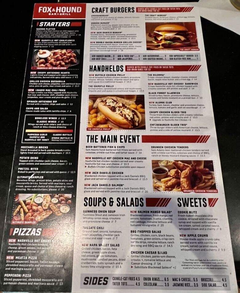 Fox & Hound Pub & Grille - Southaven, MS menu_pic