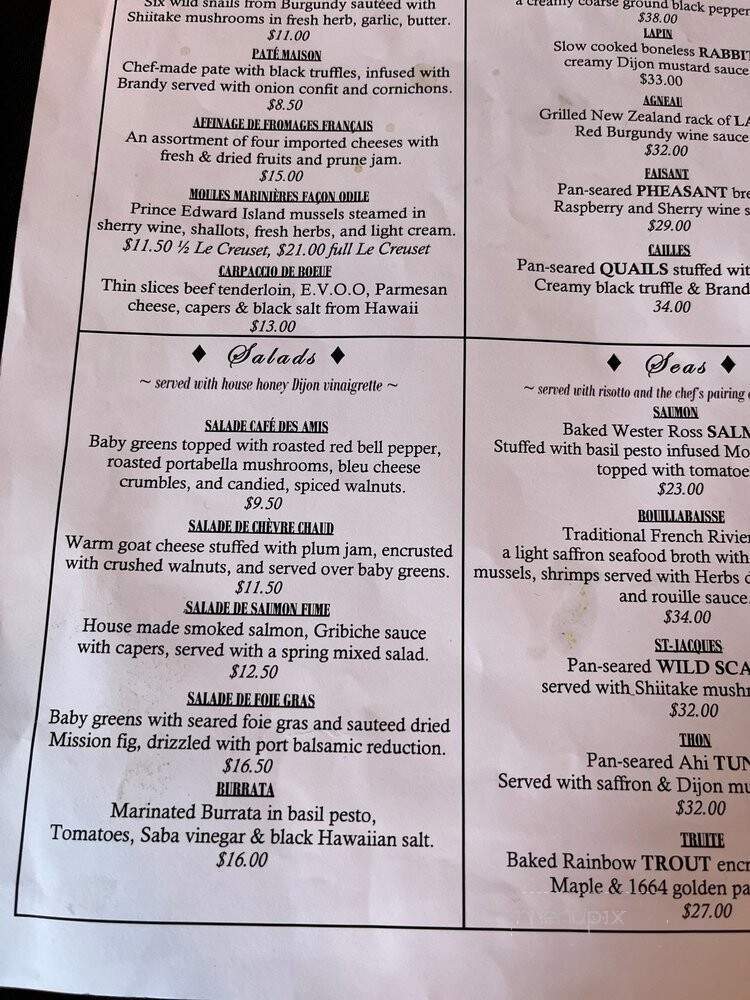 Cafe Des Amis - Parkville, MO menu_pic