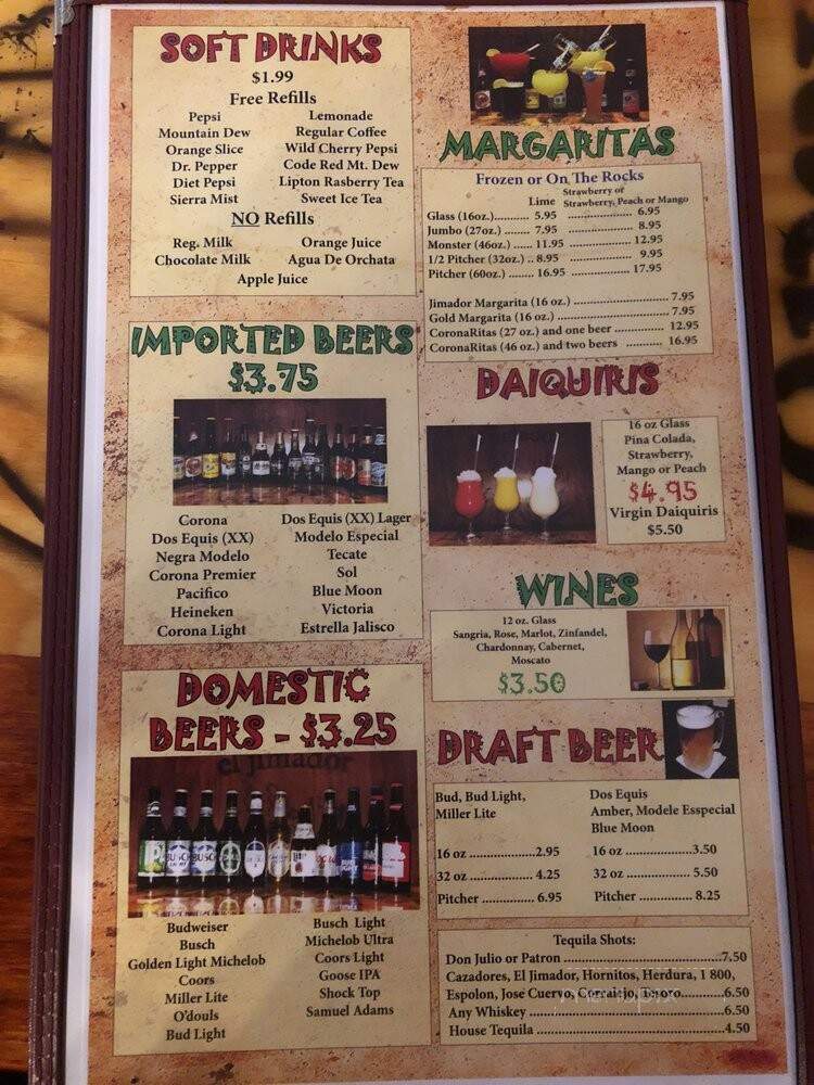 El Jimador Mexican Restaurant III - Fort Leonard Wood, MO menu_pic
