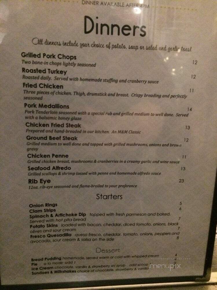 M & M Diner & Lounge - Warsaw, MO menu_pic