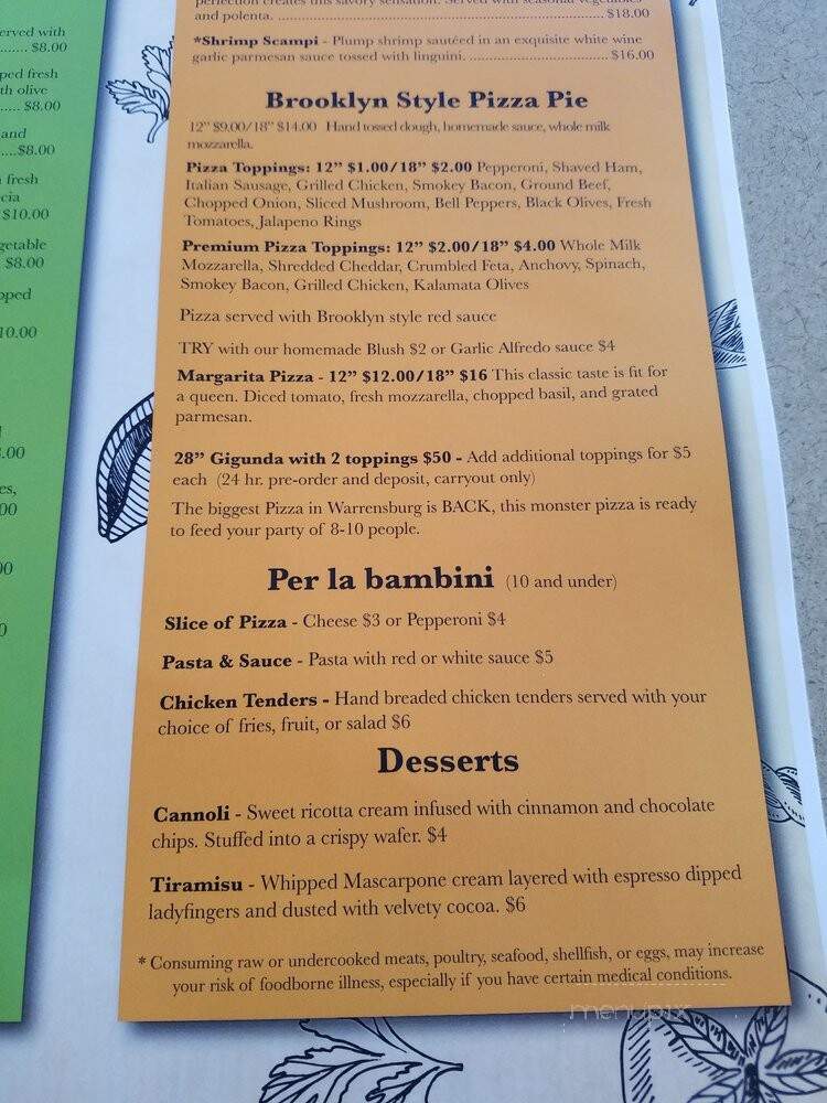 Monetti's Pizzeria Ristorante - Warrensburg, MO menu_pic