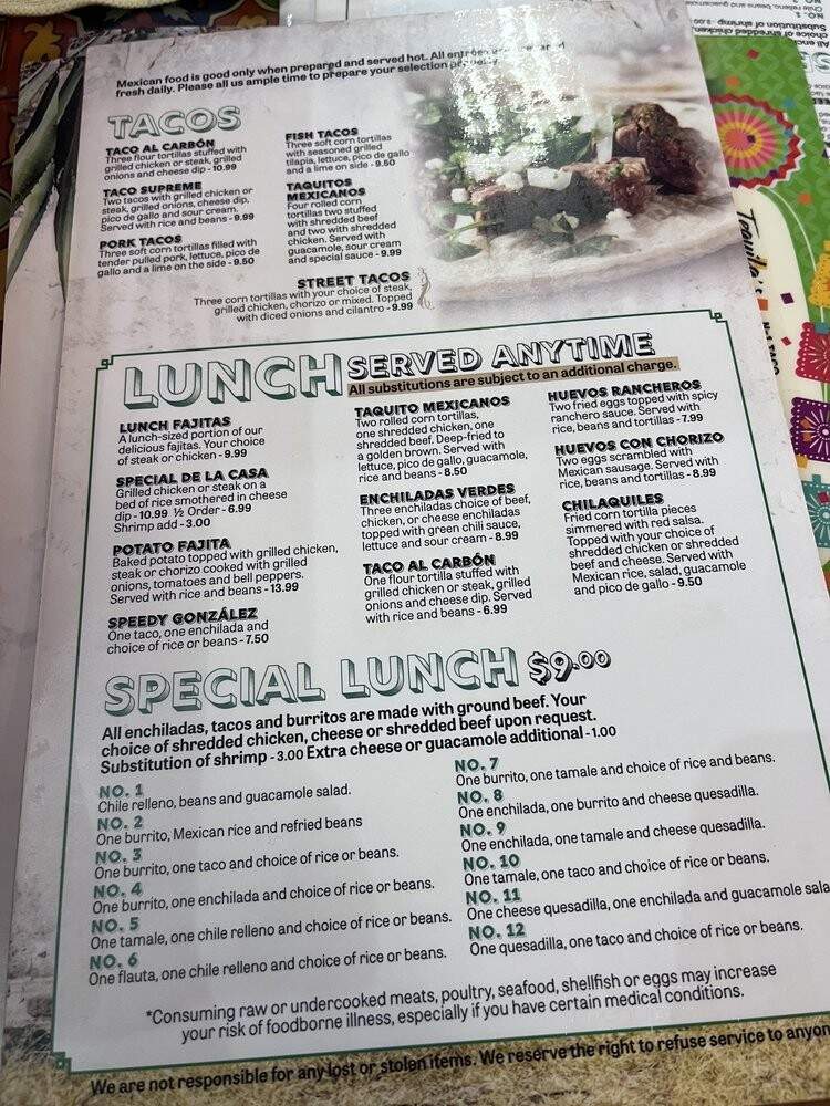 Tequila's - Reeds Spring, MO menu_pic