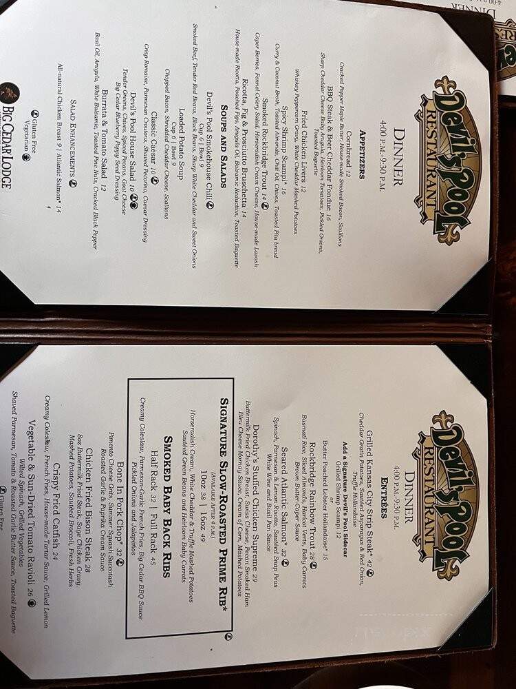 Devil's Pool Restaurant - Ridgedale, MO menu_pic