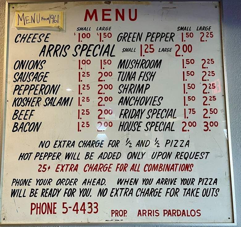 Arris' Pizza Palace - Jefferson City, MO menu_pic
