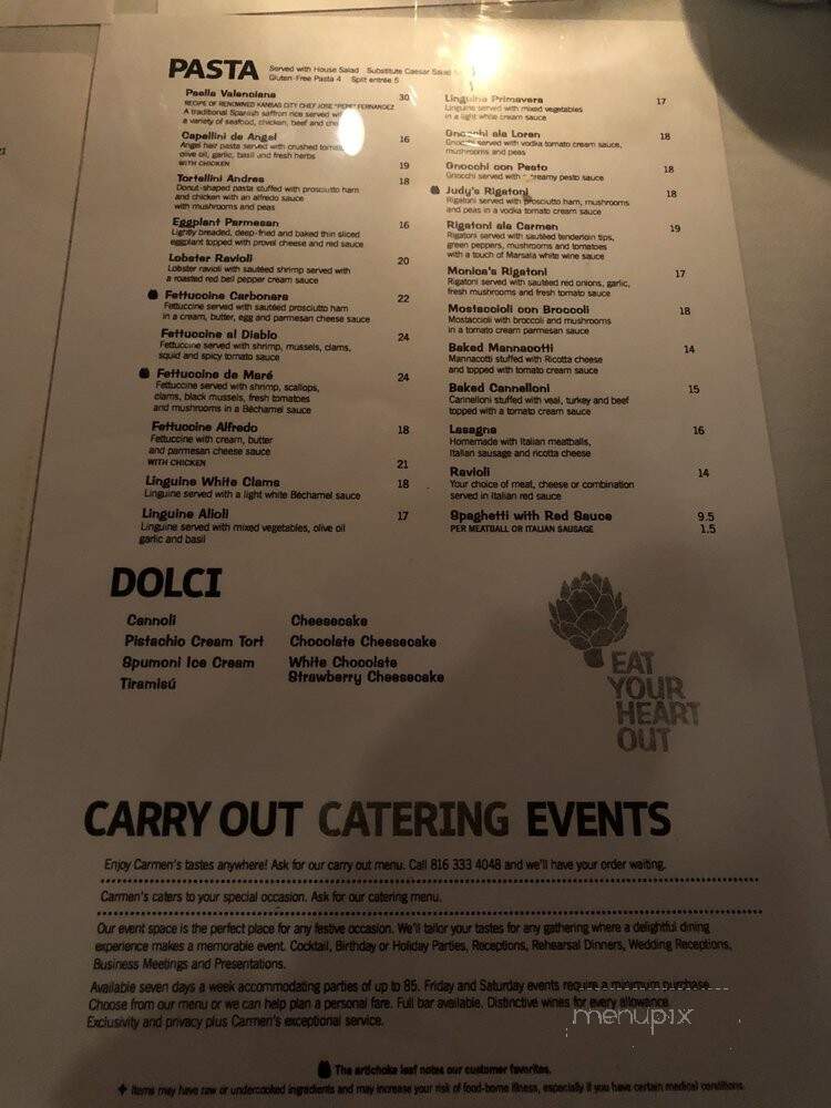 Carmen's Cafe - Kansas City, MO menu_pic