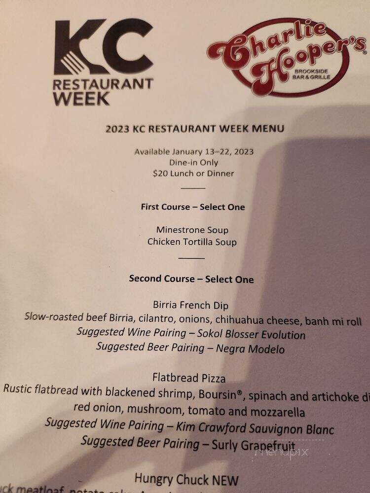 Charlie Hooper's Brookside Bar - Kansas City, MO menu_pic