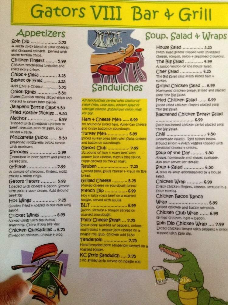 Gator's Eight - Kansas City, MO menu_pic