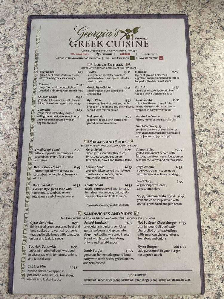 Georgia's Greek Restaurant - Kansas City, MO menu_pic