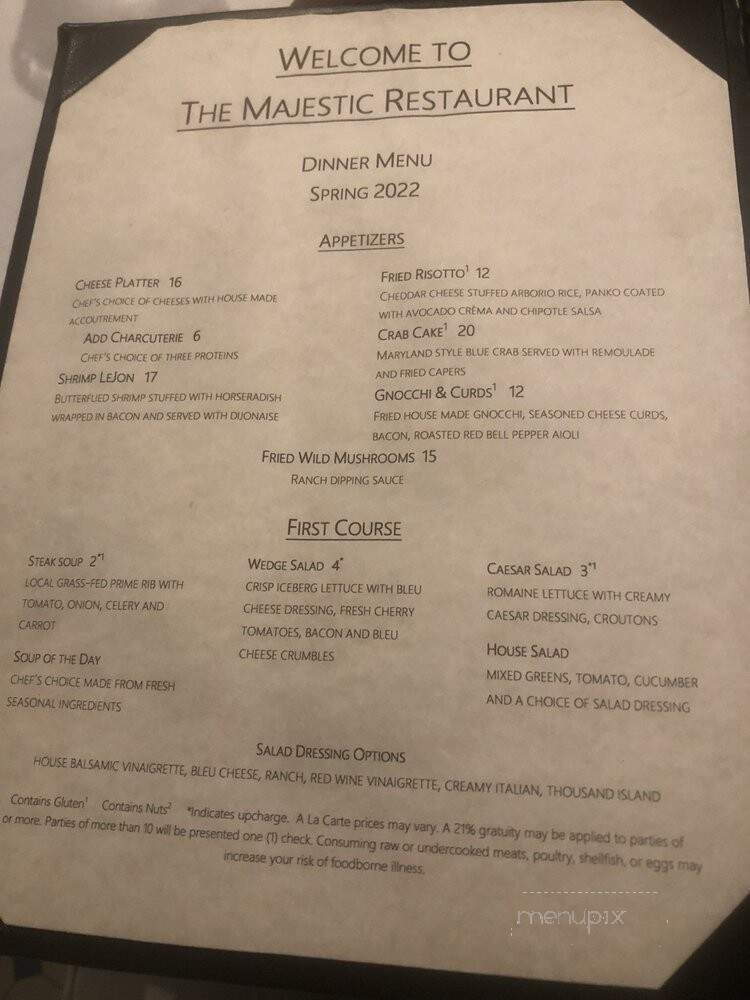 Majestic Steakhouse - Kansas City, MO menu_pic