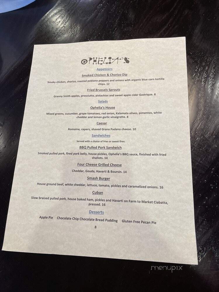Ophelia's - Independence, MO menu_pic