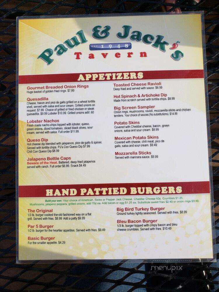 Paul & Jack's Tavern - Kansas City, MO menu_pic
