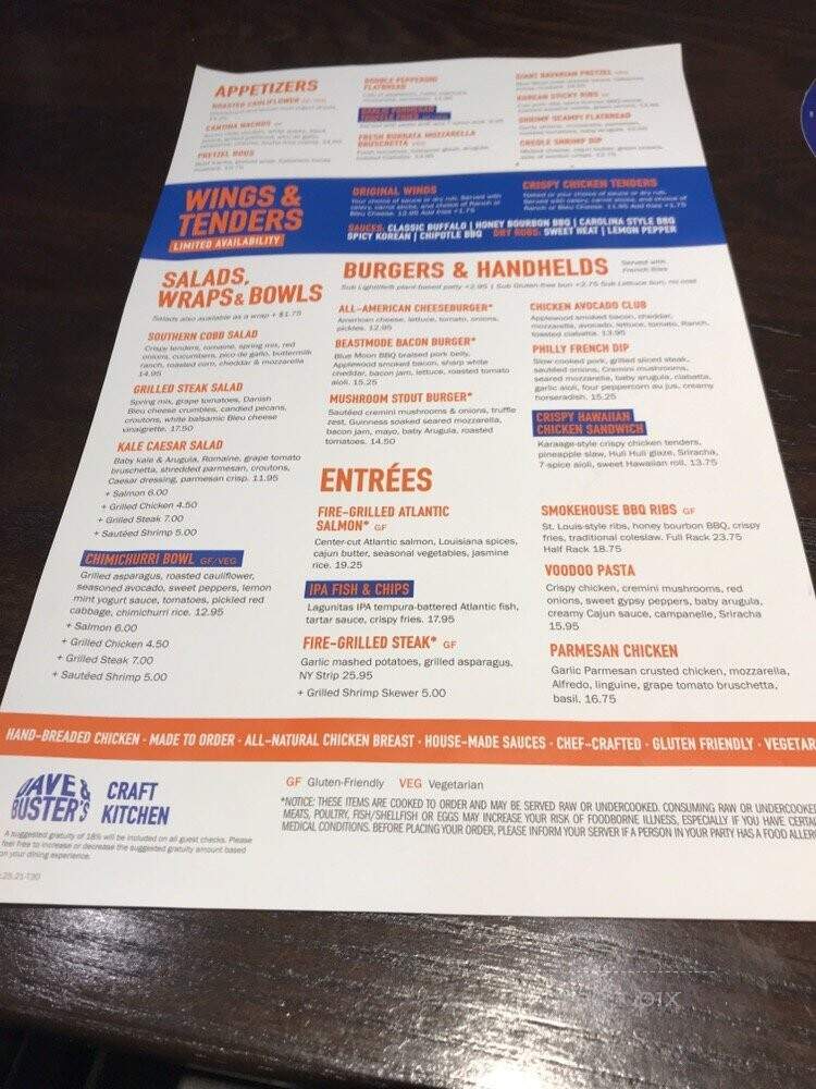 Dave & Buster's - Bridgeton, MO menu_pic