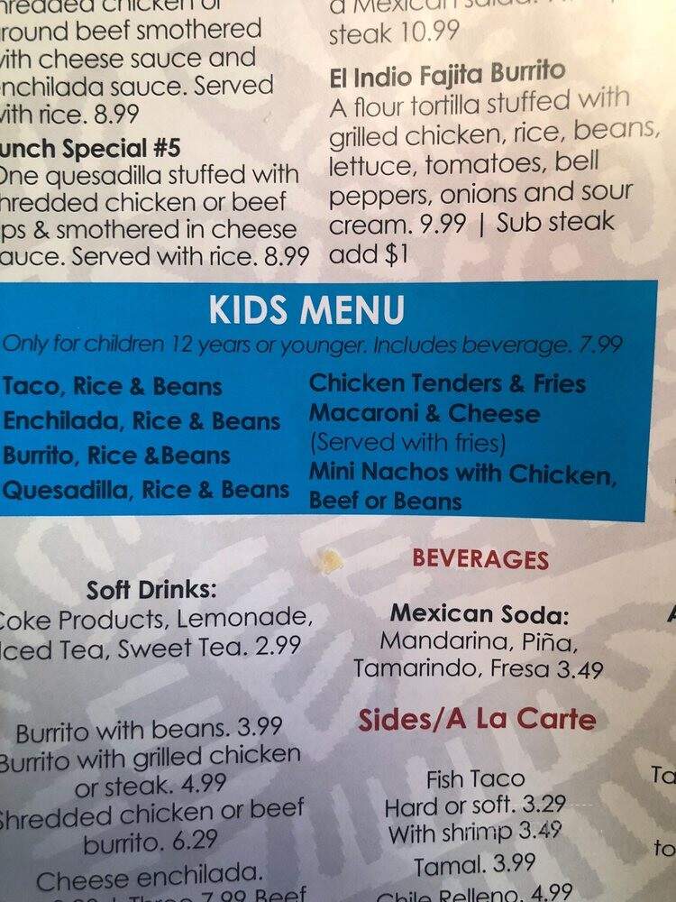 El Indio Restaurant - Saint Louis, MO menu_pic