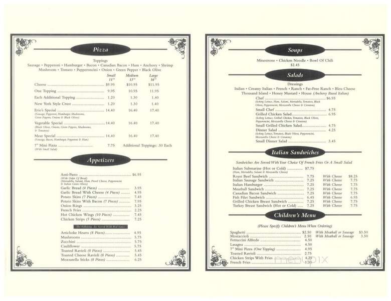 Erio's Pizza & Restaurant - Saint Louis, MO menu_pic