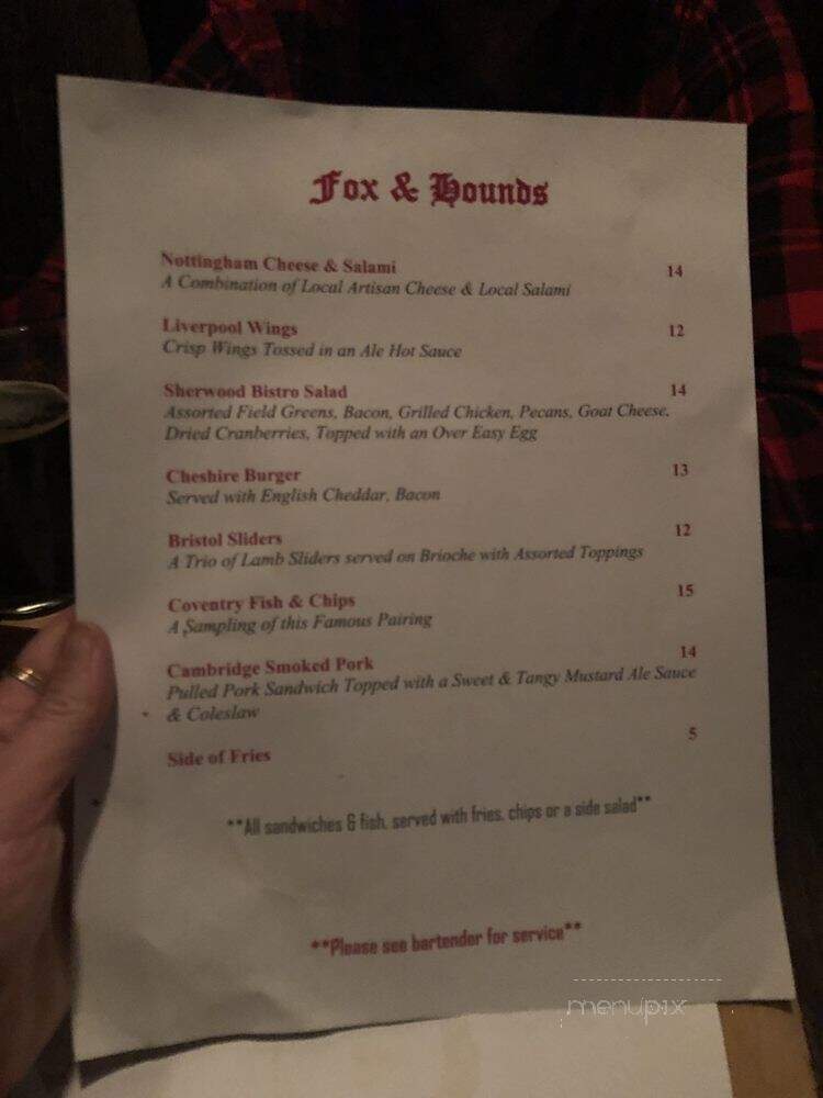 Fox & Hound Tavern - Saint Louis, MO menu_pic