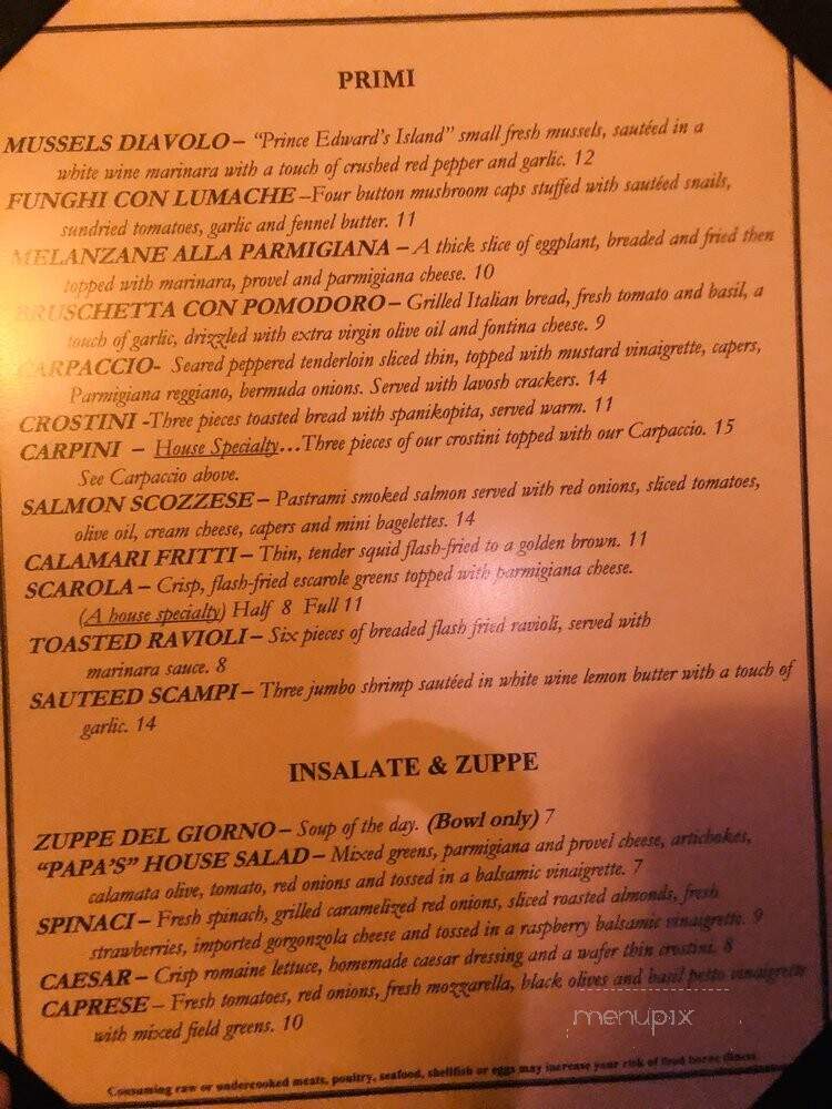 Frank Papa's Ristorante - Saint Louis, MO menu_pic