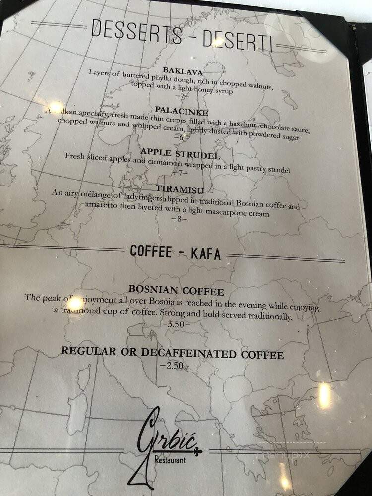 Grbic Restaurant - Saint Louis, MO menu_pic