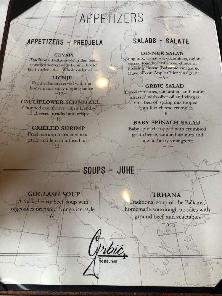 Grbic Restaurant - Saint Louis, MO menu_pic