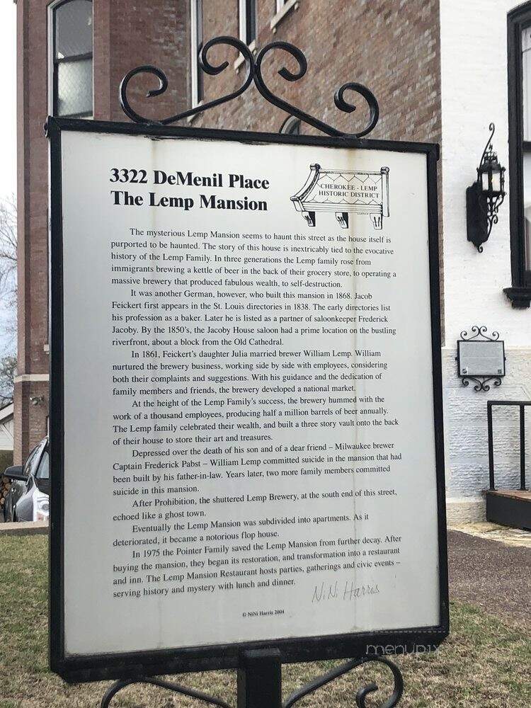 Lemp Mansion Restaurant & Inn - Saint Louis, MO menu_pic