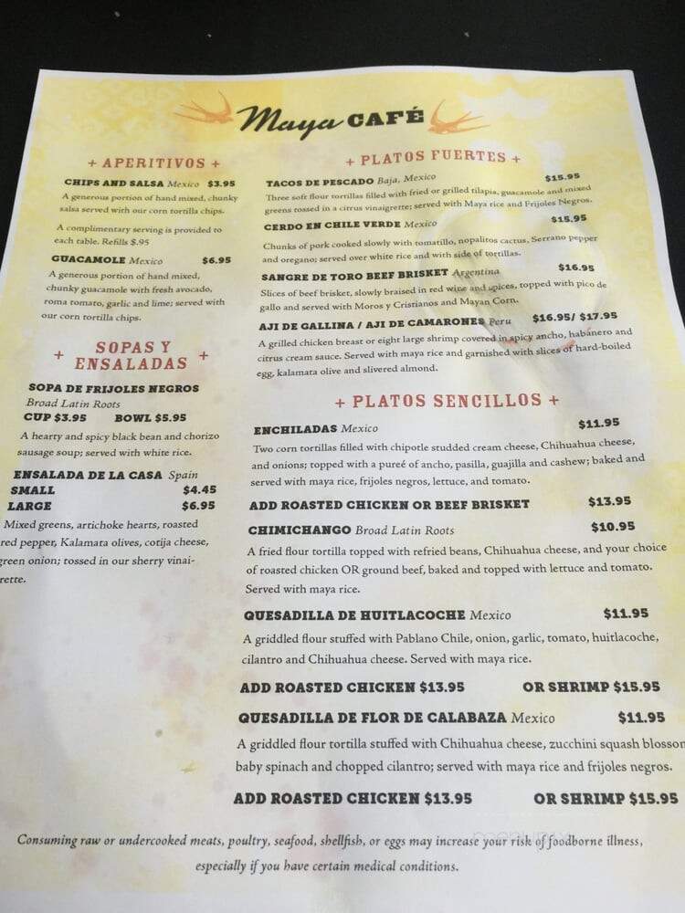 Maya Cafe - Saint Louis, MO menu_pic