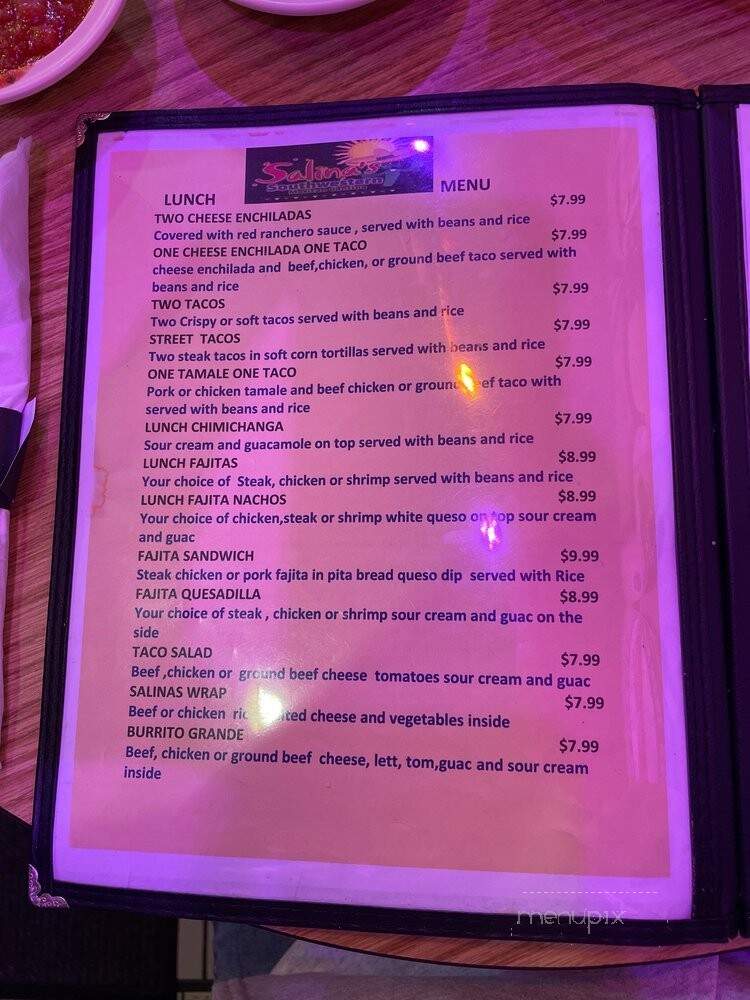 Salina's Pronto - Chesterfield, MO menu_pic