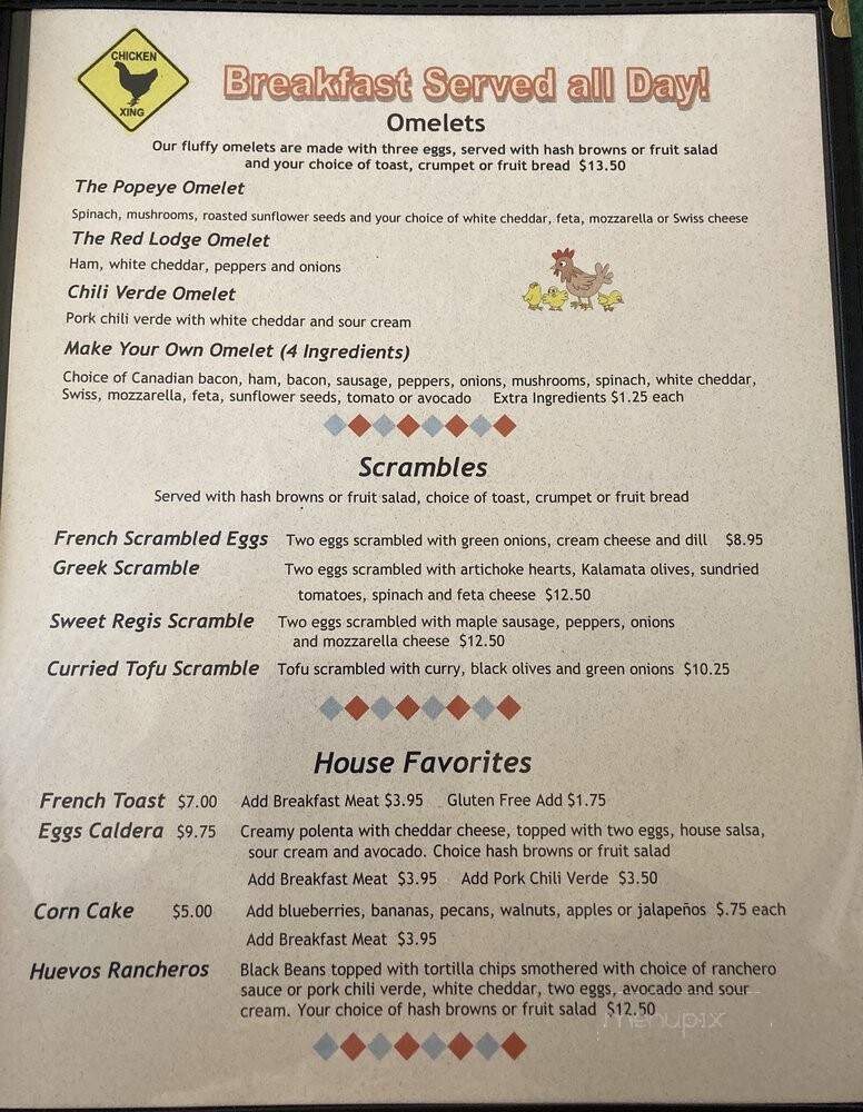 Cafe Regis - Red Lodge, MT menu_pic
