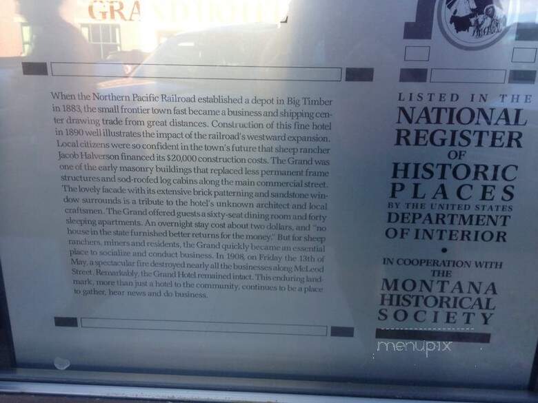 Grand Hotel & Restaurant - Big Timber, MT menu_pic