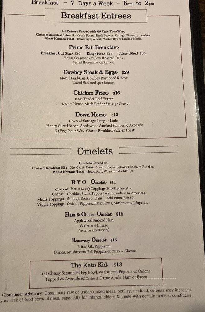 Kickin Horse Saloon & Eatery - Libby, MT menu_pic