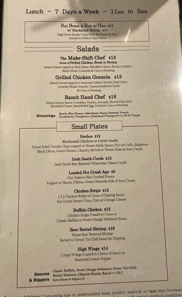 Kickin Horse Saloon & Eatery - Libby, MT menu_pic