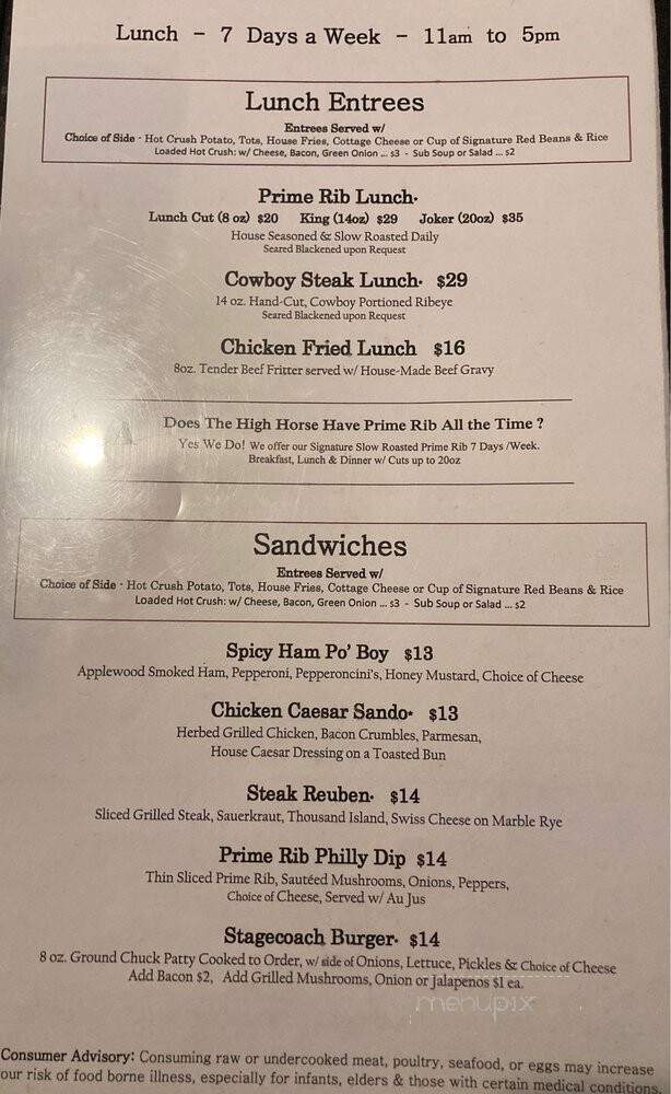 Kickin Horse Saloon & Eatery - Libby, MT menu_pic