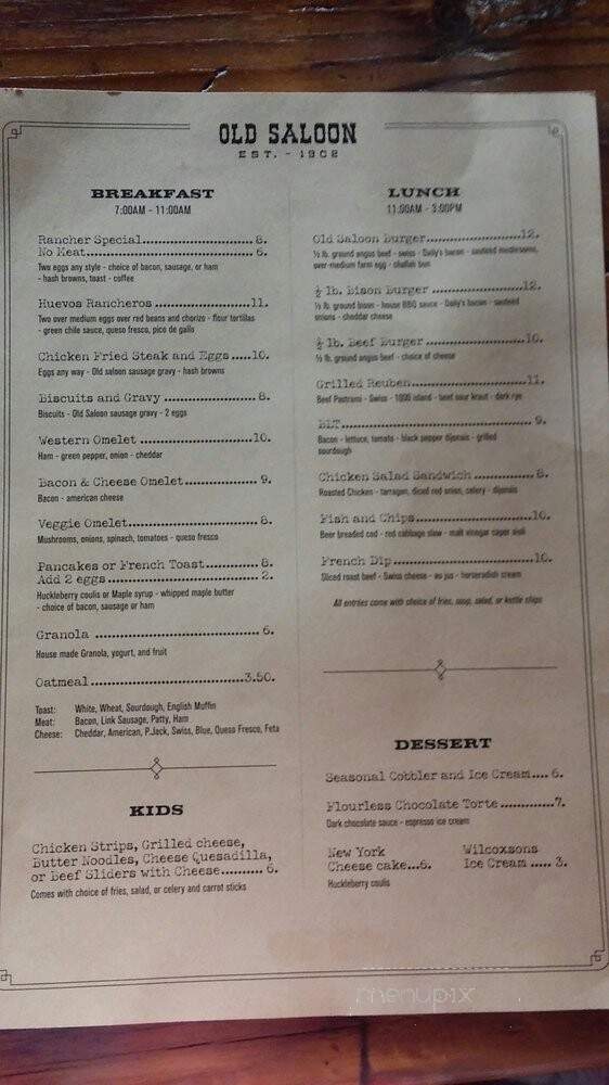 Livery Stable - Emigrant, MT menu_pic