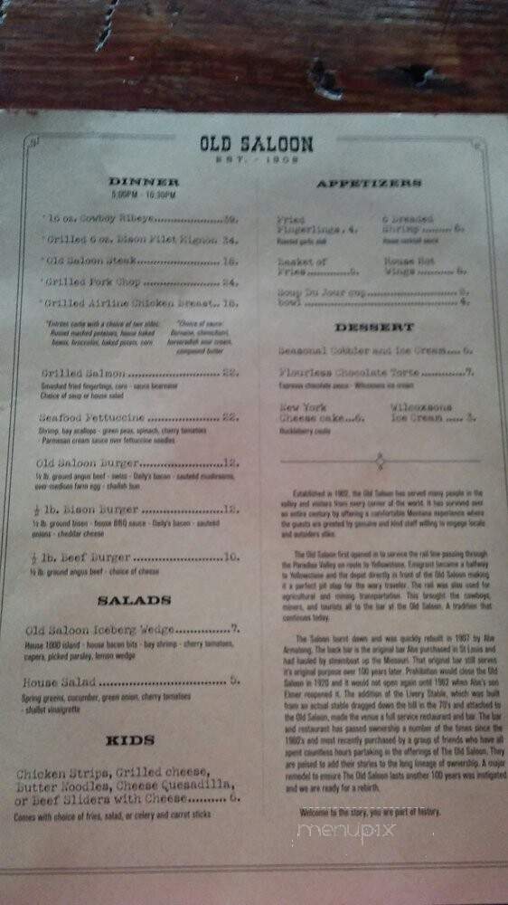 Livery Stable - Emigrant, MT menu_pic