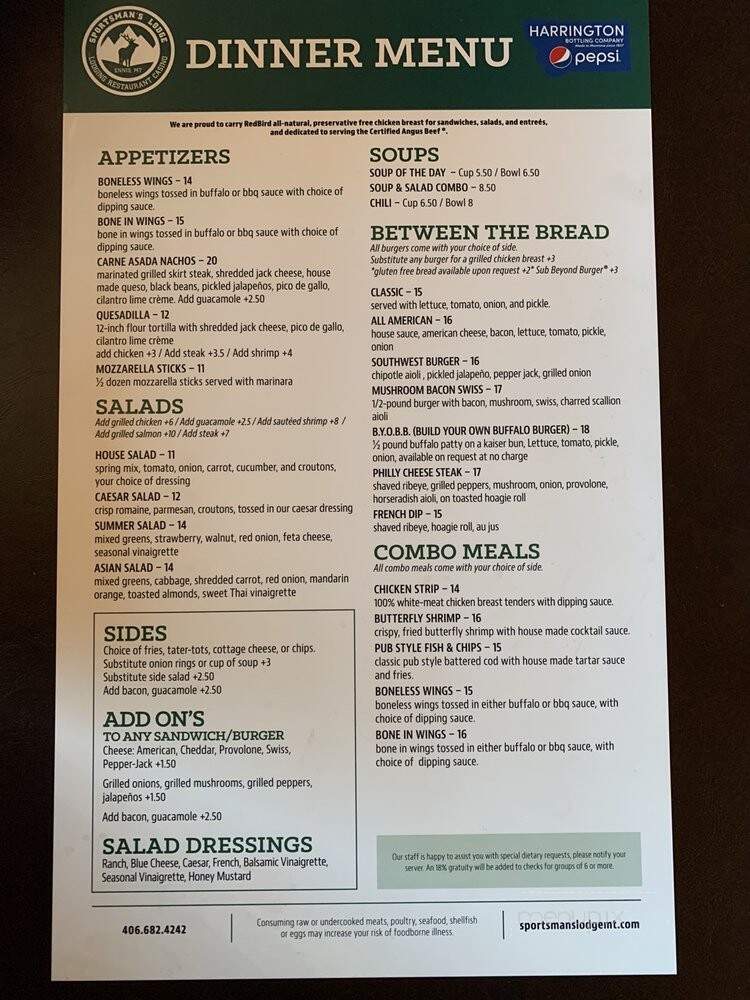 Sportsman's Lodge - Ennis, MT menu_pic