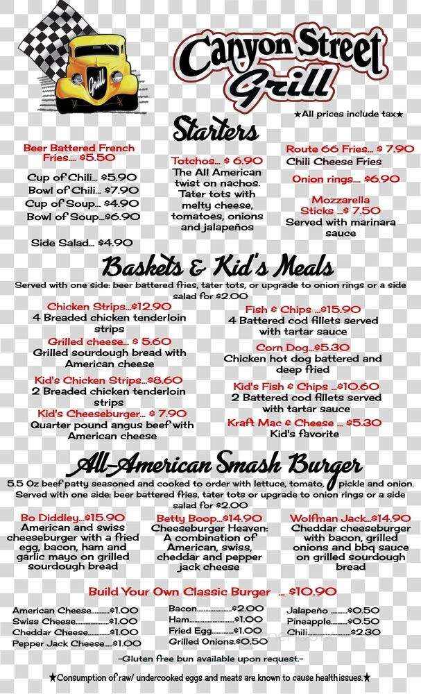 Canyon Street Grill - West Yellowstone, MT menu_pic