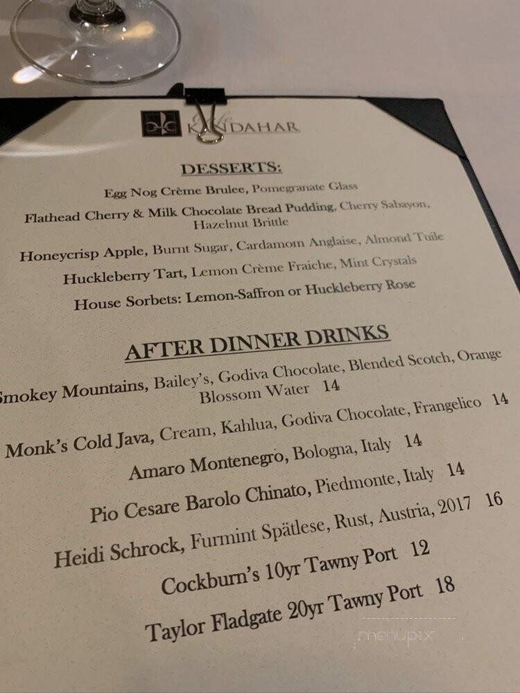 Cafe Kandahar - Whitefish, MT menu_pic