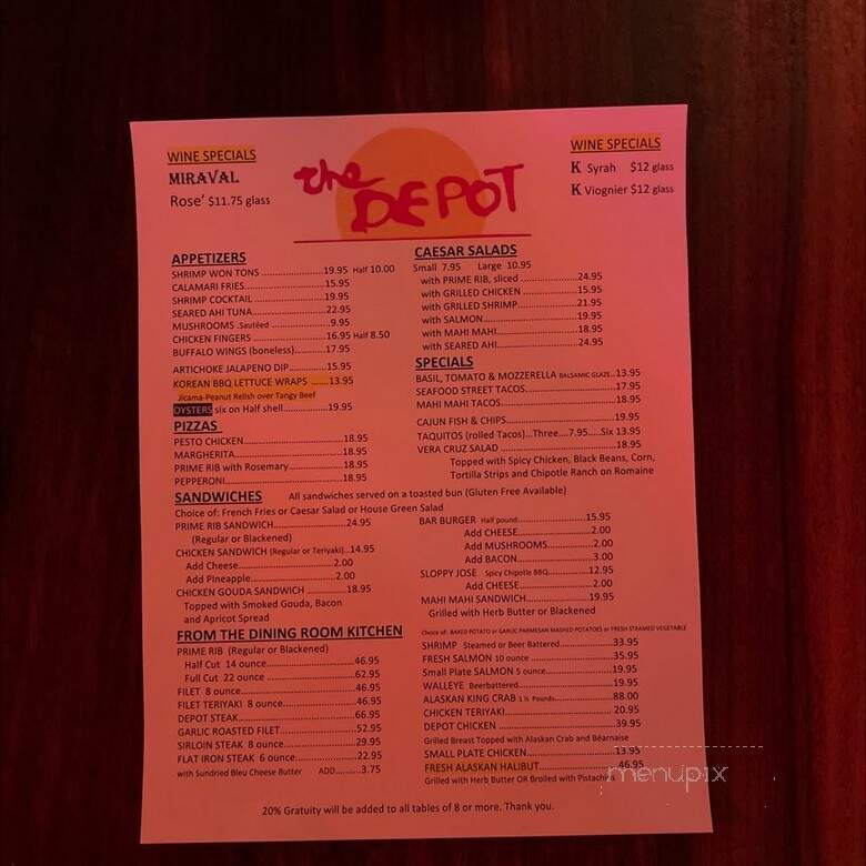Depot - Missoula, MT menu_pic
