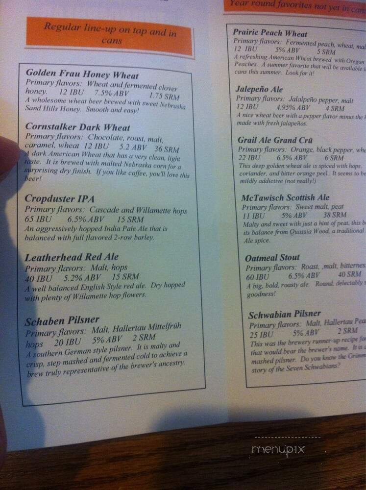 Thunderhead Brewing - Kearney, NE menu_pic