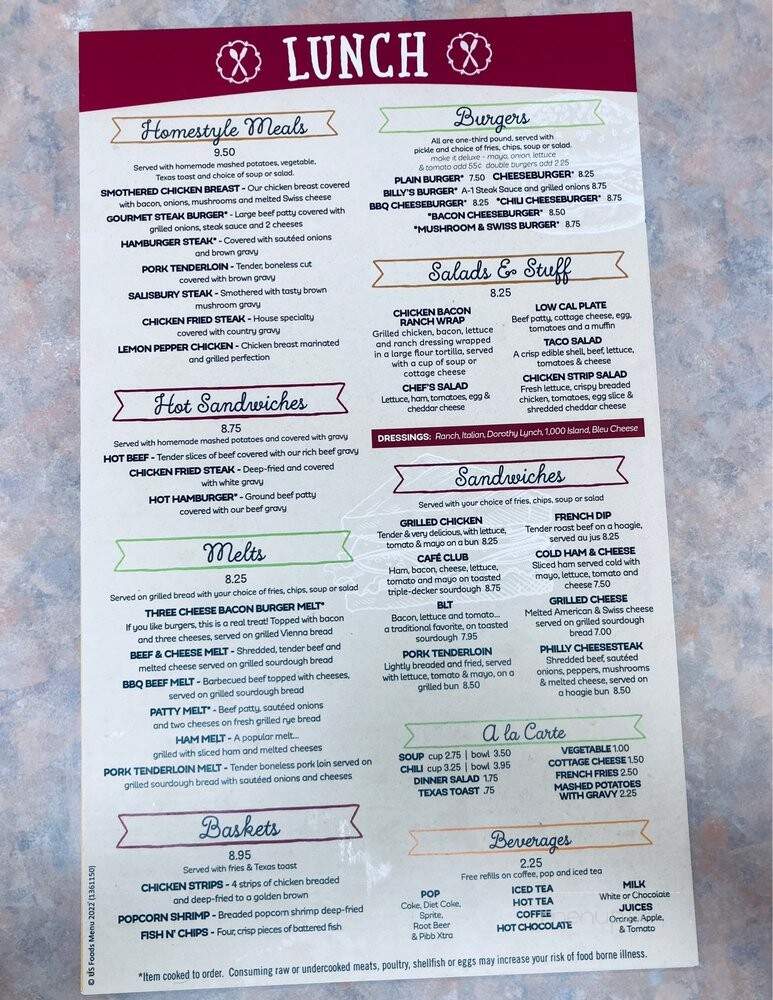 Billy's Cafe - Omaha, NE menu_pic