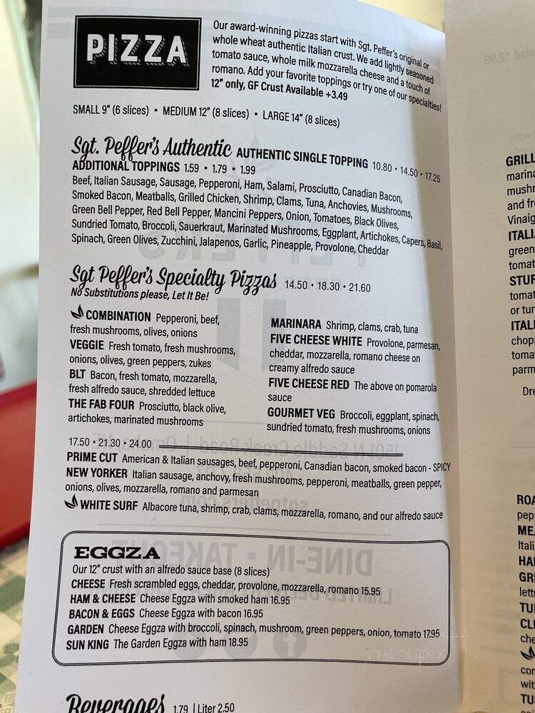 Sgt Peffer's Cafe Italian - Omaha, NE menu_pic