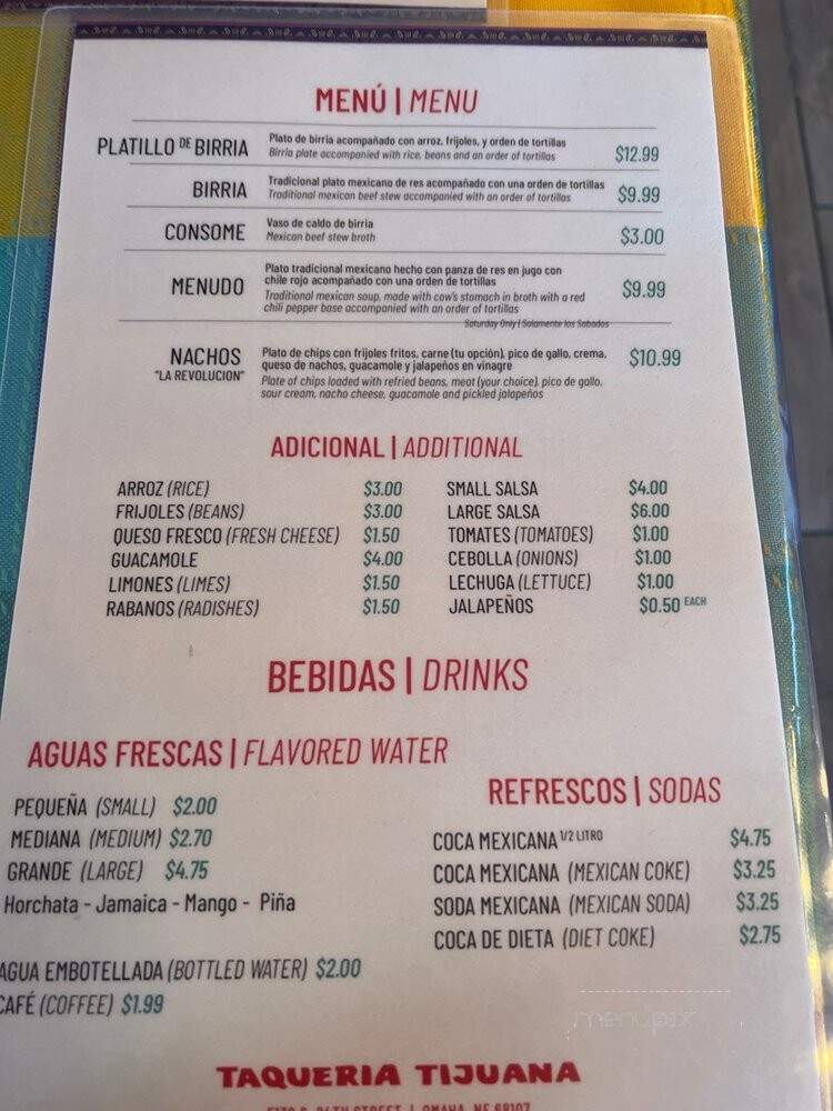 Taqueria Tiajuana - Omaha, NE menu_pic