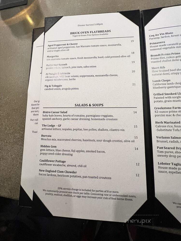 Edgewood Restaurant - Stateline, NV menu_pic