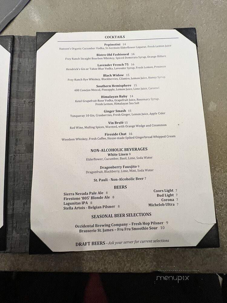 Edgewood Restaurant - Stateline, NV menu_pic