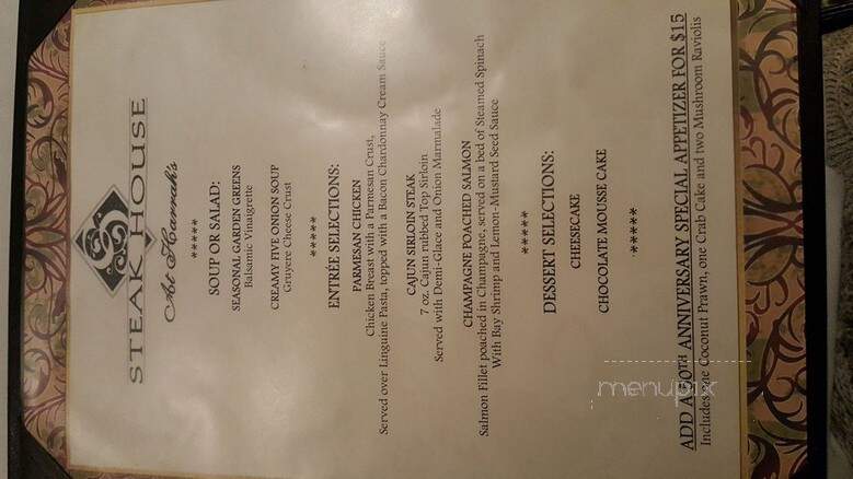 Harrah's Steakhouse at Harrah's Reno Hotel and Casino - Reno, NV menu_pic