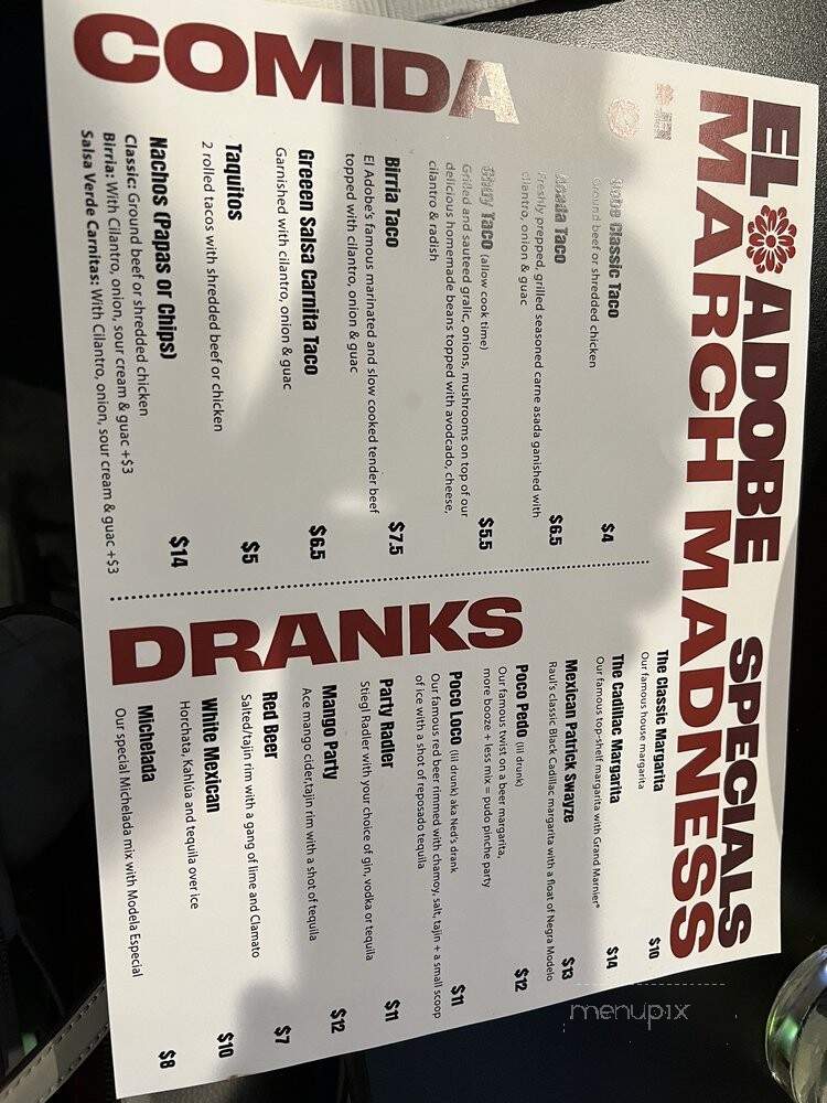 El Adobe Cafe - Reno, NV menu_pic