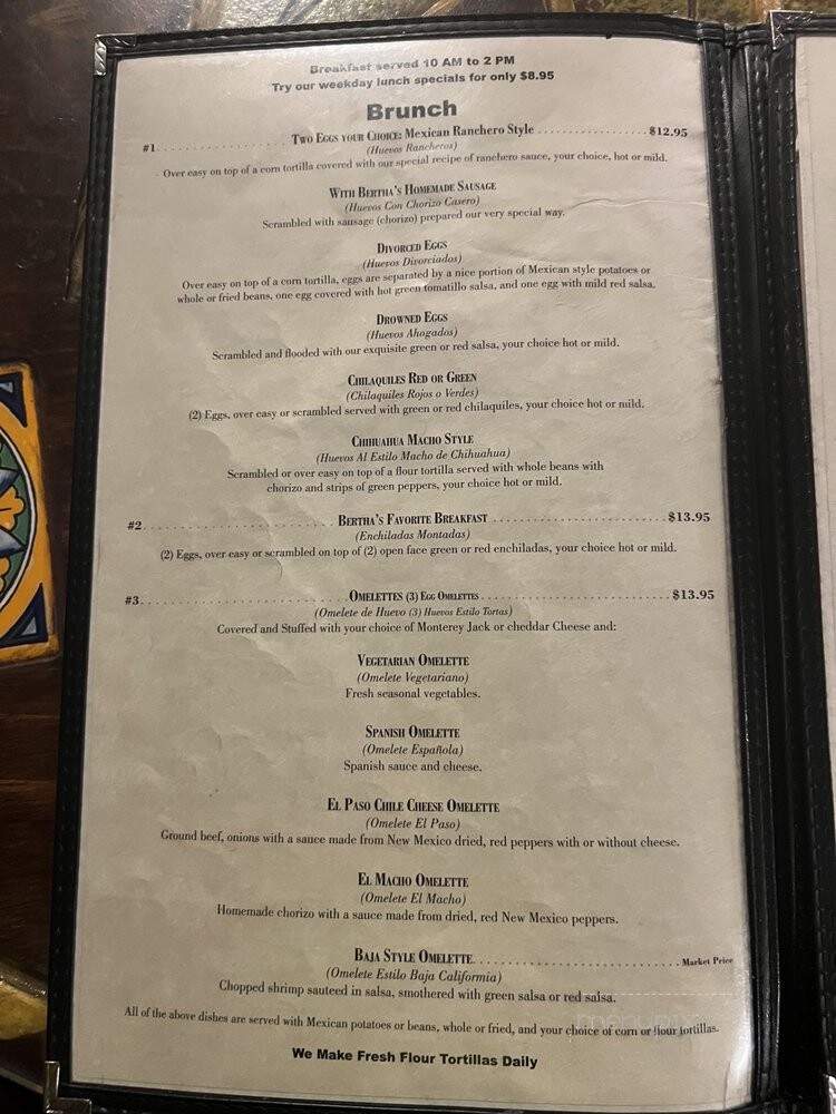 Bertha Miranda's Mexican - Reno, NV menu_pic