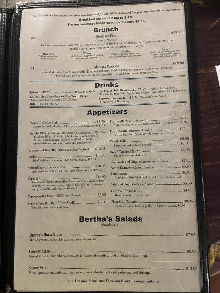 Bertha Miranda's Mexican - Reno, NV menu_pic