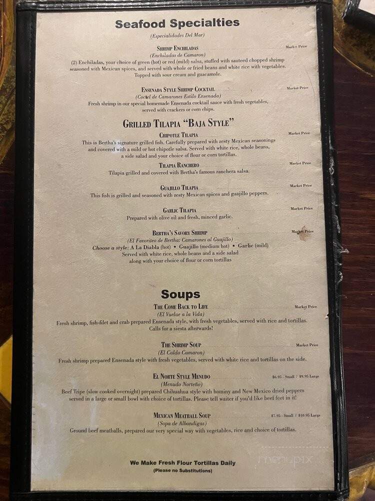 Bertha Miranda's Mexican - Reno, NV menu_pic